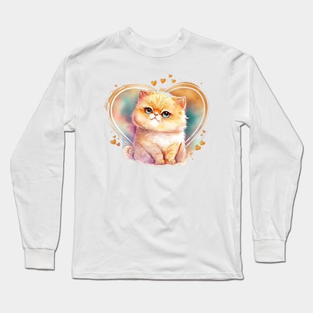 Bundle of love. This persian kitty cat is a purr-fect valentines gift for your loved one Long Sleeve T-Shirt by UmagineArts